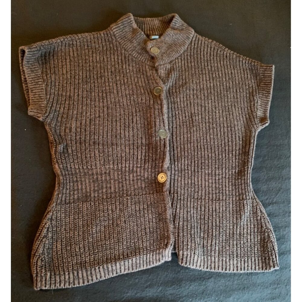 Kenneth Cole Reaction Size XL Brown Knitted Short Sleeve Button-Down Cardigan